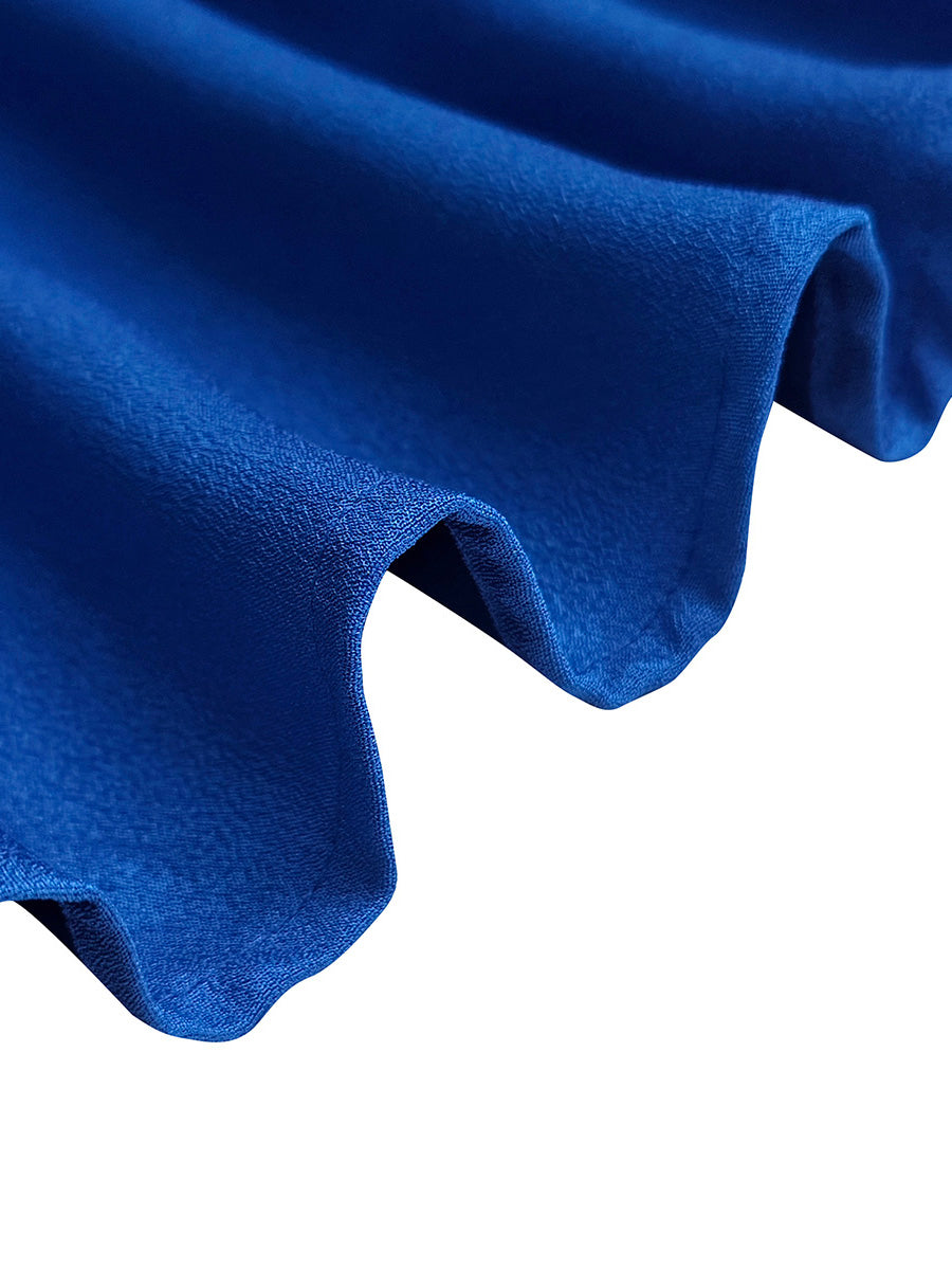 Robe mi-longue plissée à manches chauve-souris, à ourlet plongeant, à empiècements, à col rond, couleur unie