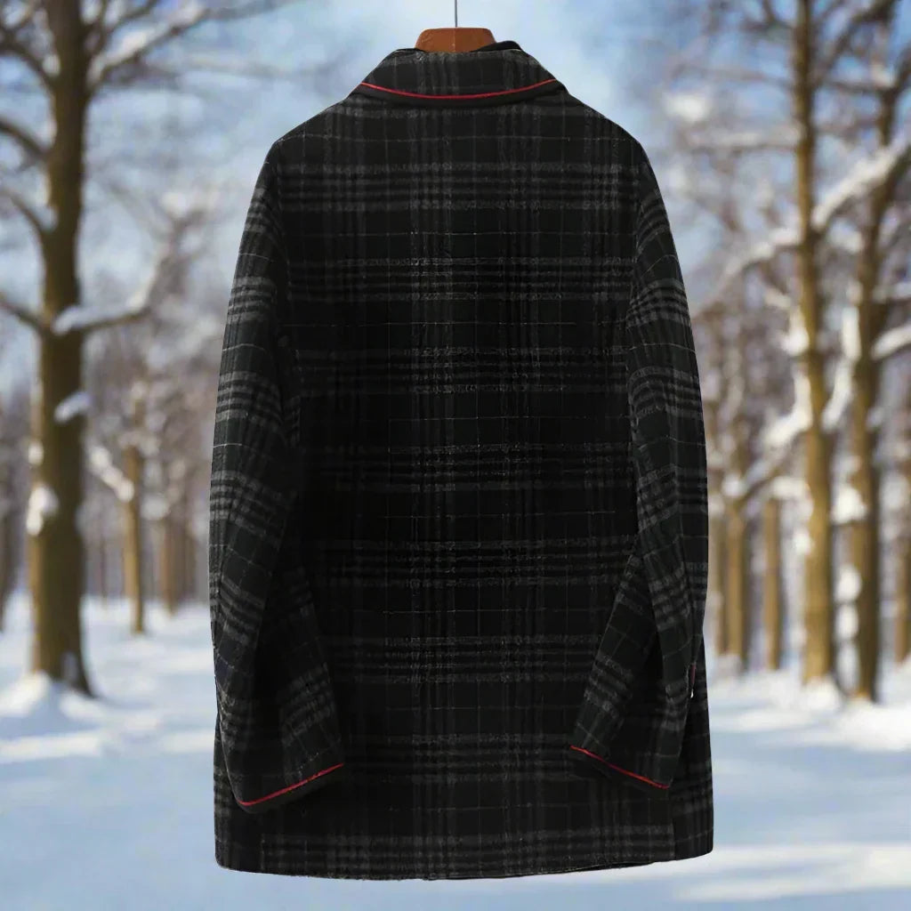 Manteau long à carreaux élégant, intemporel et chaud pour femmes
