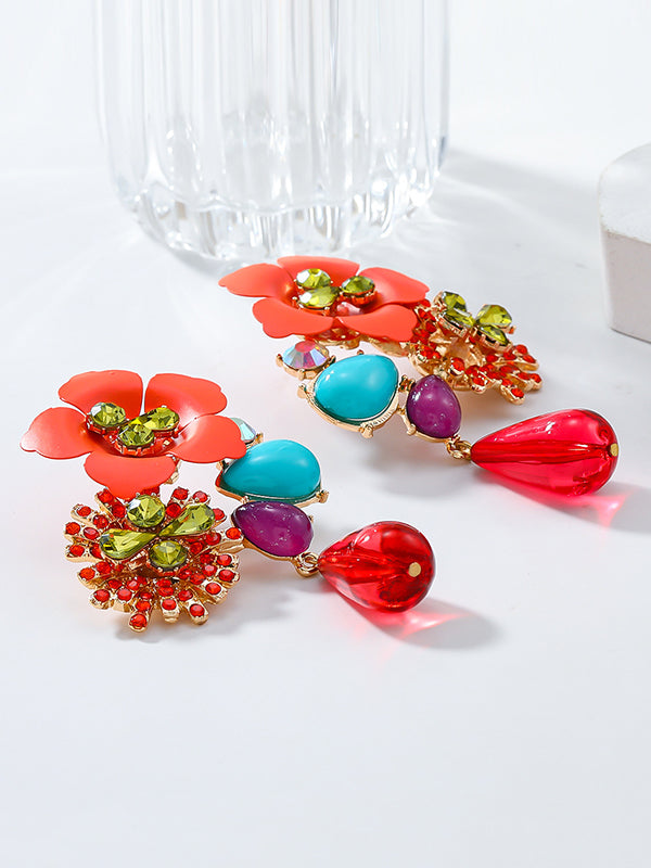 Boucles d'oreilles pendantes en forme de fleur