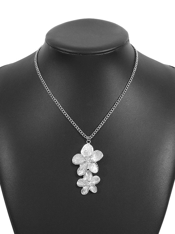 Parure collier et bague en forme de fleur