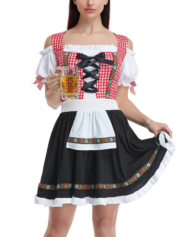 Robe Dirndl à Carreaux Classique pour Femmes - Oktoberfest
