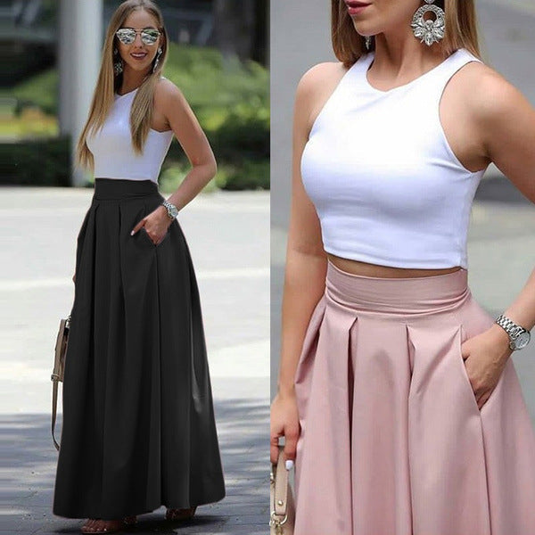 Marre | Jupe Plissée Taille Haute pour Femmes | Maxi