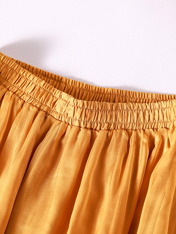 Jupe-culotte large décontractée en mousseline, couleur unie