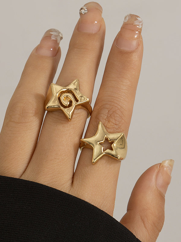 Bague réglable ajourée normcore, en forme d'étoile