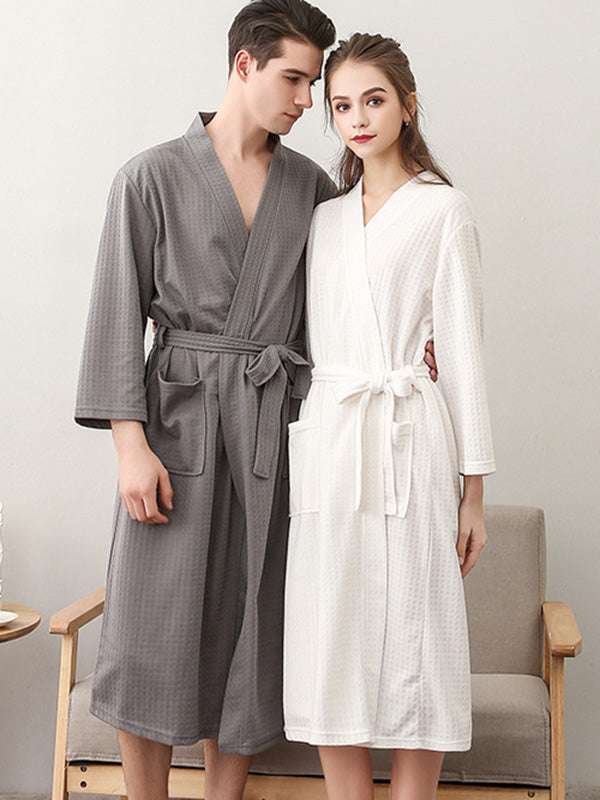 Robe de pyjama fine à bandage solide et confortable