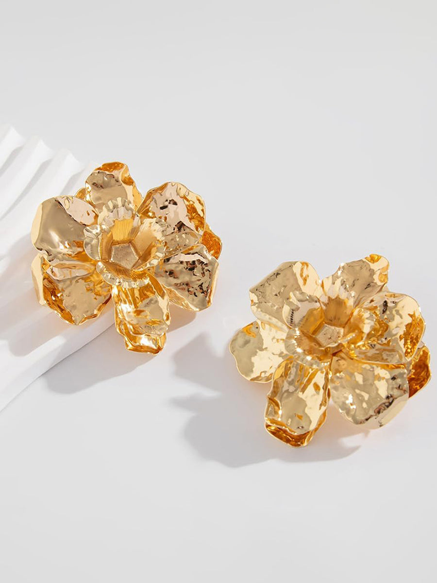 Boucles d'oreilles en forme de fleur, couleur unie