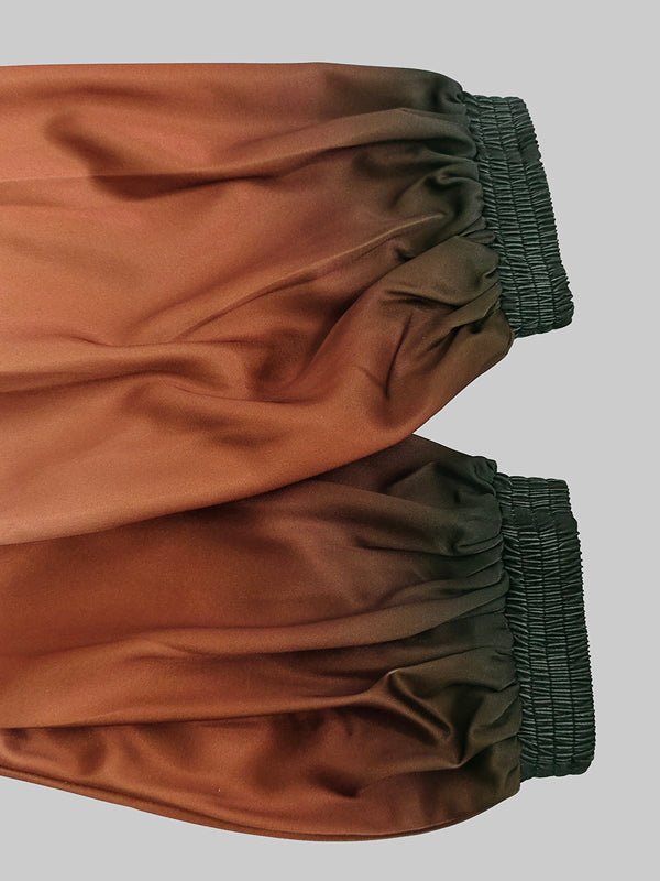 Robe longue coupe trapèze, à manches longues, à taille élastique, en dégradé, à poches, à col rond
