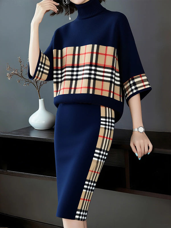 Pull ample à manches trois-quarts, à carreaux