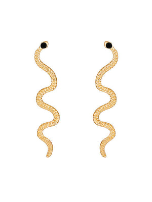 Boucles d'oreilles pendantes géométriques à strass, en forme de serpent, couleur unie
