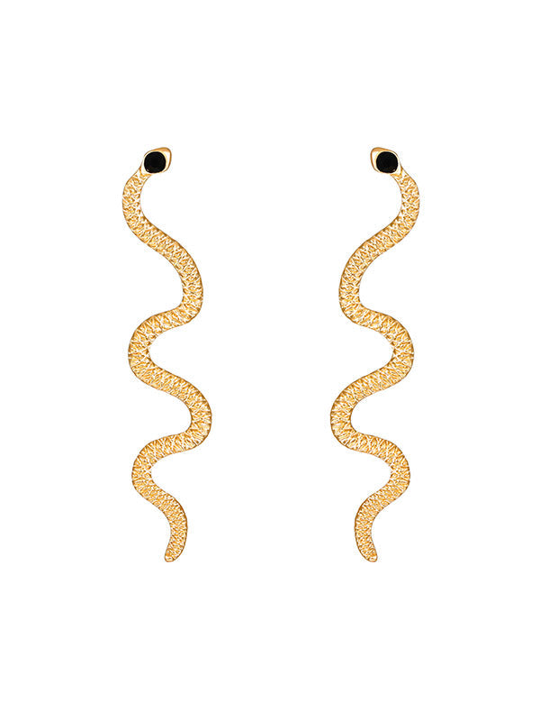 Boucles d'oreilles pendantes géométriques à strass, en forme de serpent, couleur unie