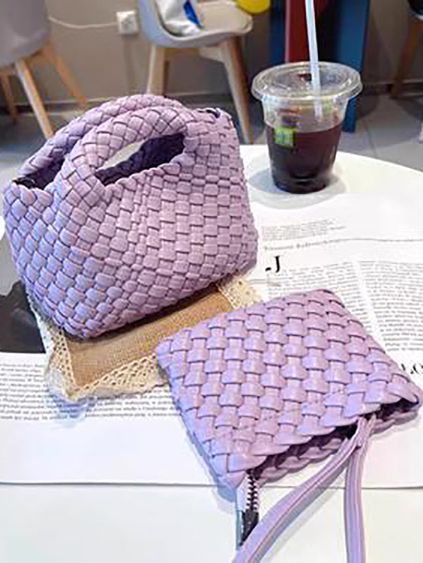 Sac à main tressé couleur unie