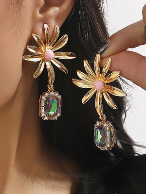 Boucles d'oreilles pendantes géométriques à strass