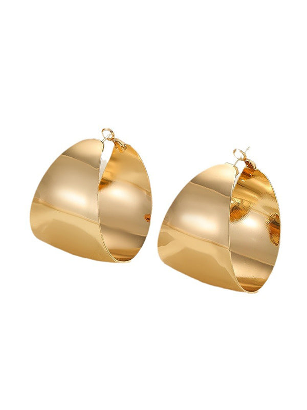 Boucles d'oreilles géométriques brillantes couleur unie