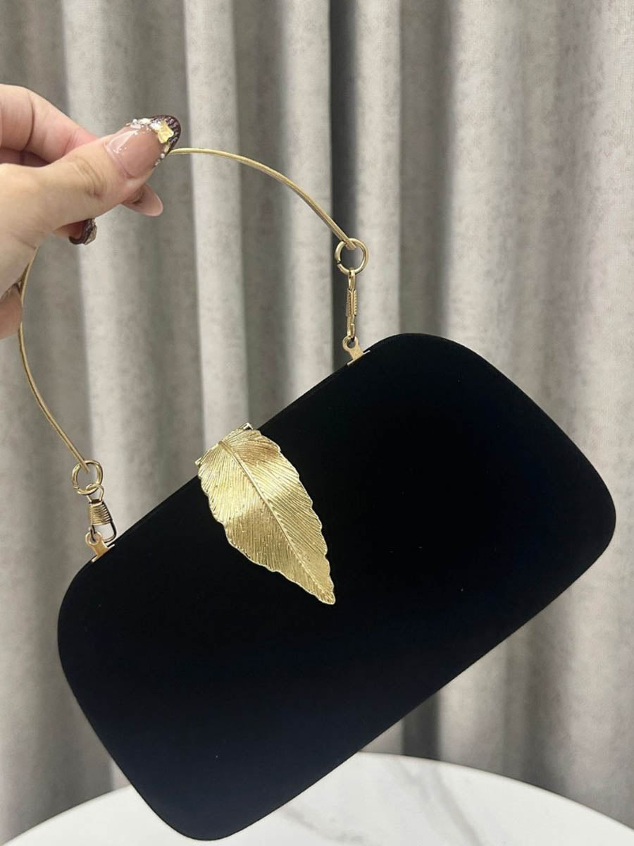 Pochette de soirée plissée à chaîne, en forme de feuilles, à cadenas