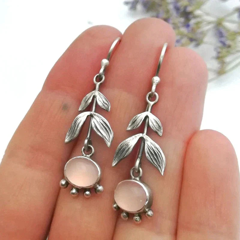 Boucles d'oreilles en argent avec pendentif en quartz Boho