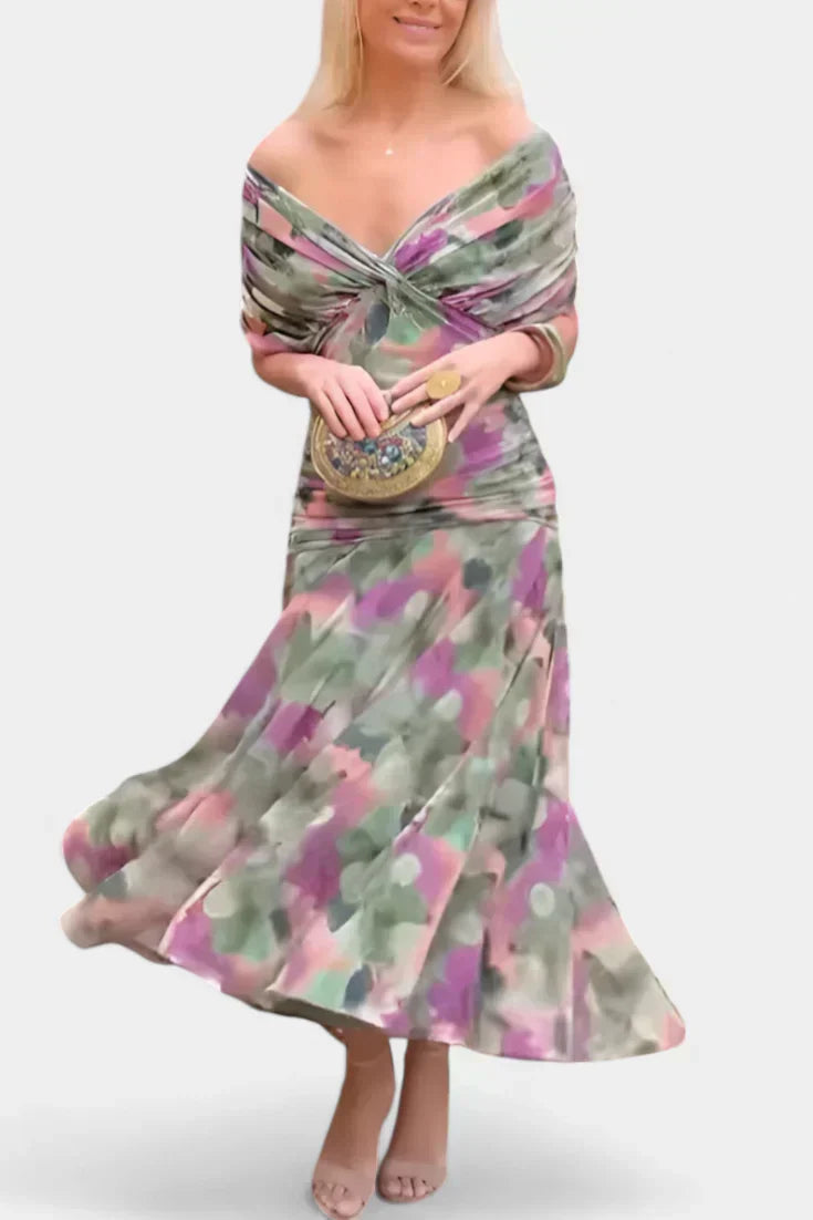 Florayne™ - Robe midi fluide élégante avec décolleté en V