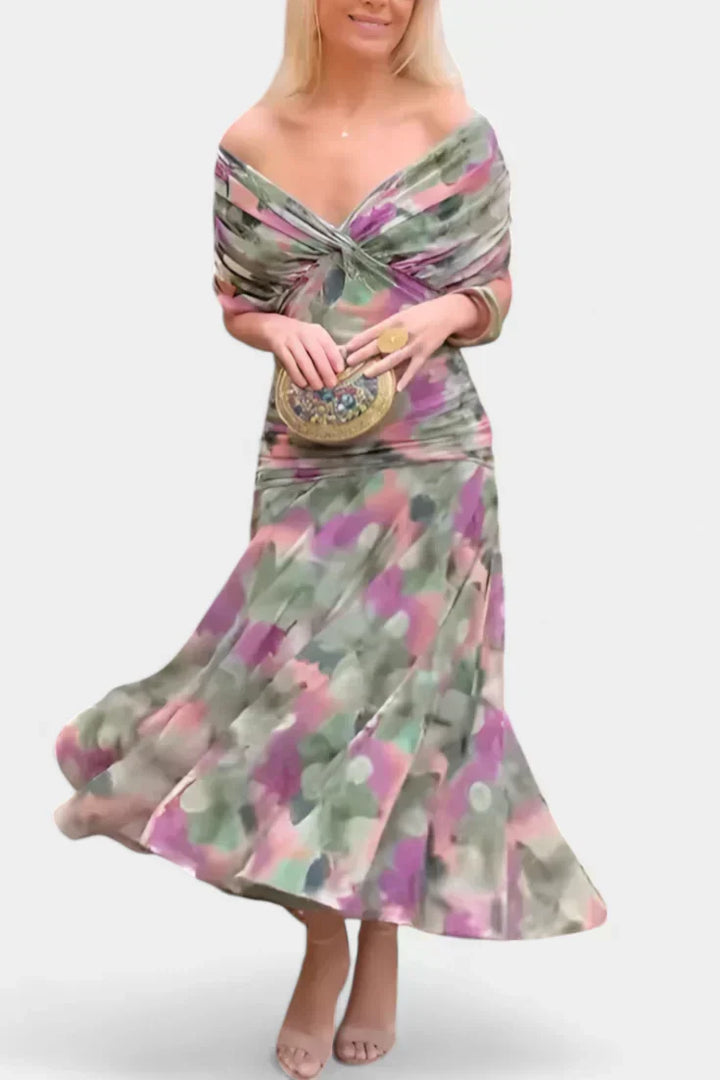 Florayne™ - Robe midi fluide élégante avec décolleté en V