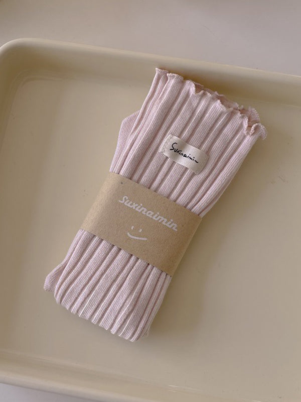 Chaussettes plissées en dentelle avec oreilles en bois