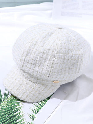 Chapeau en laine à carreaux pied-de-poule de couleur contrastée vintage
