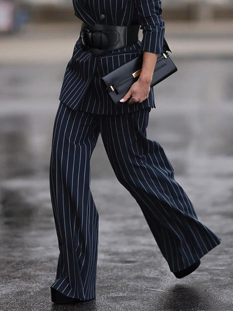 Pantalon ample imprimé rayé
