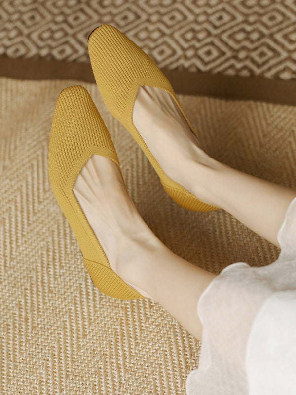Chaussures à bout carré, couleur unie