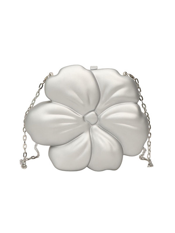 Sac bandoulière brillant à chaîne, en forme de fleur