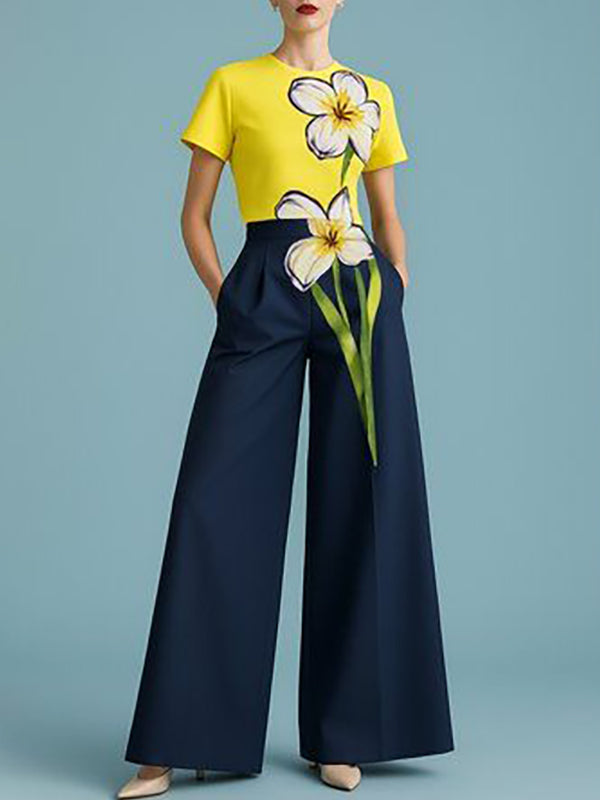Pantalon ample plissé à jambes larges