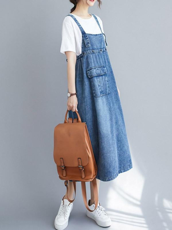 Robe bustier originale en denim uni