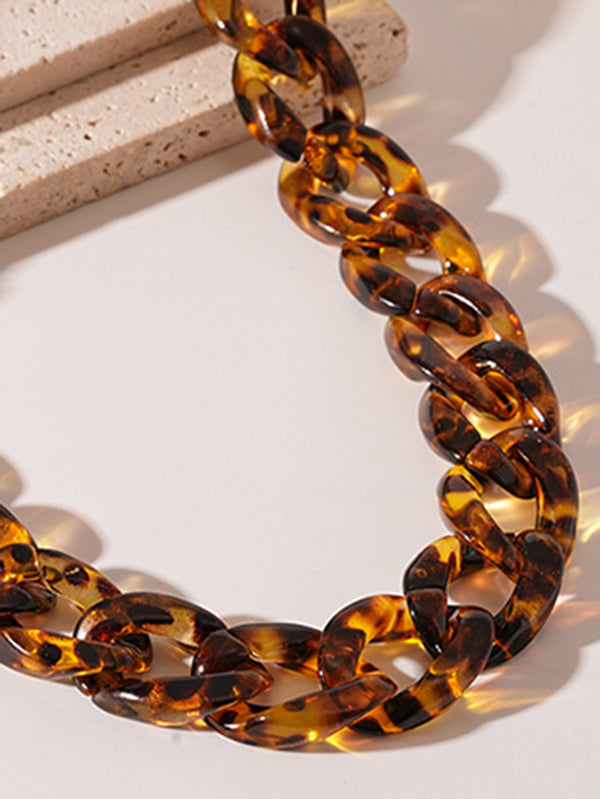 Collier à chaîne, à imprimé léopard