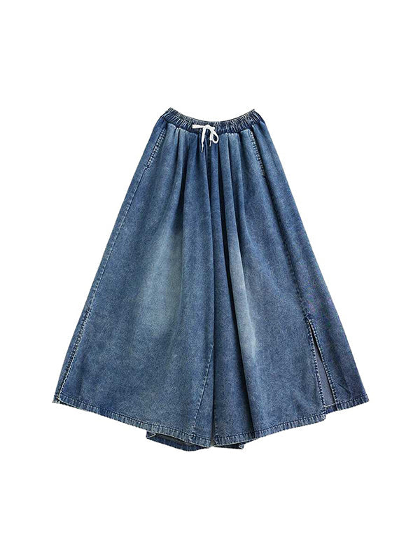 Pantalon ample fendu sur le côté à jambes larges, à cordon de serrage