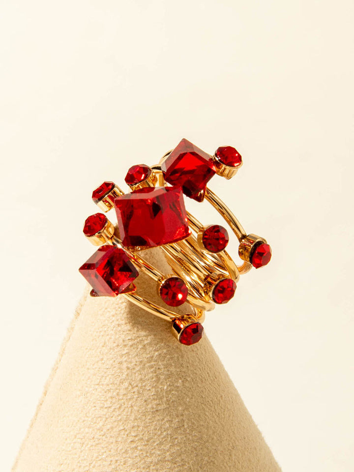 Bague géométrique à strass
