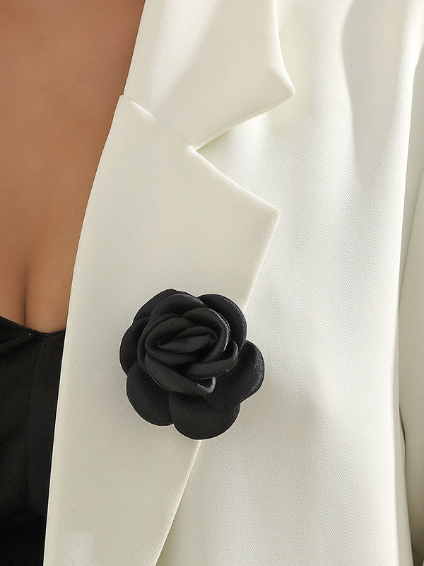 Broche à fleurs en 3D, couleur unie