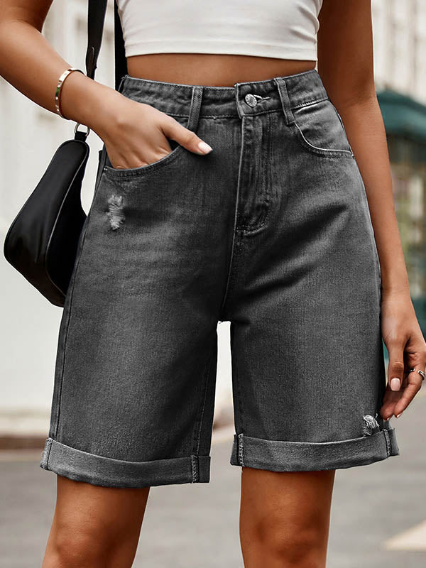 Short ample boutonné taille haute, à poches
