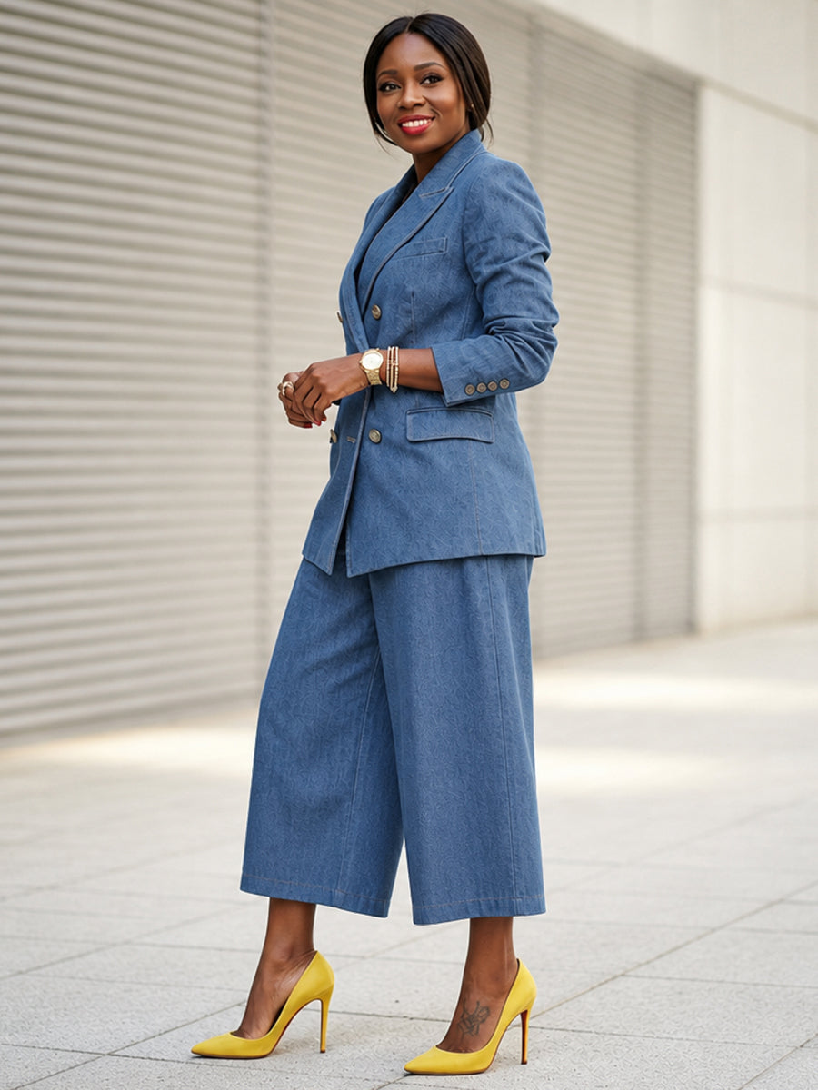 Jean ample à poches, à jambes larges, couleur unie