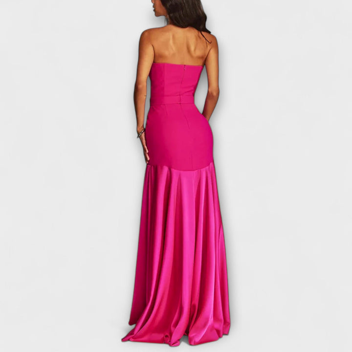 Vadena – Robe maxi sans épaules avec décolleté en V