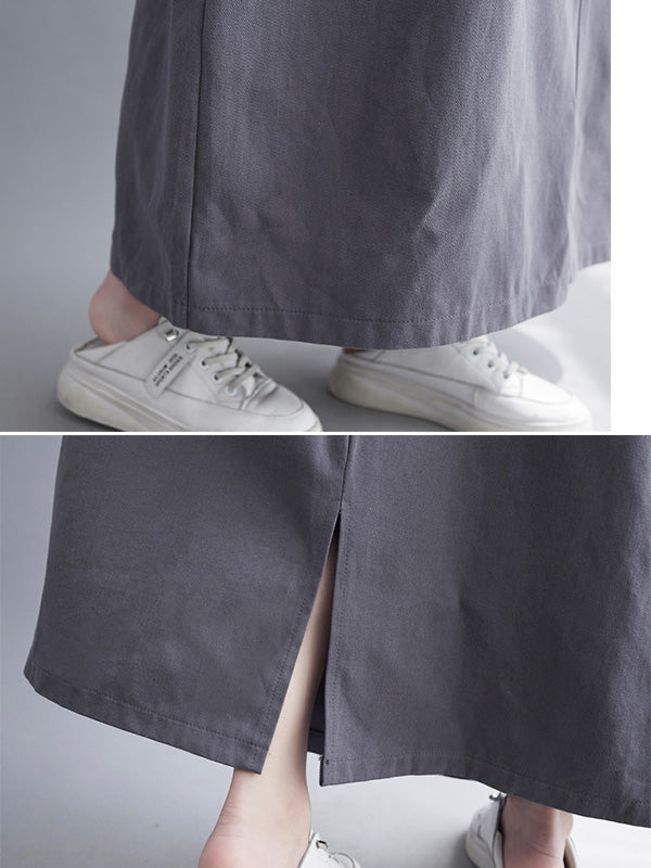 Robe décontractée de couleur unie avec poche à bretelles