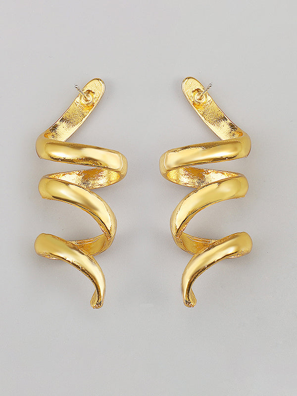 Boucles d'oreilles en spirale, couleur unie