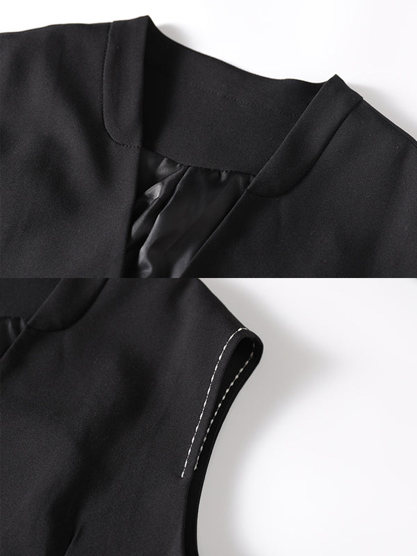 Débardeur asymétrique boutonné vintage, couleur unie