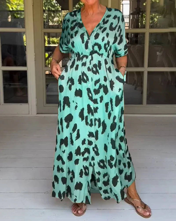 Helga - Robe maxi avec motif léopard