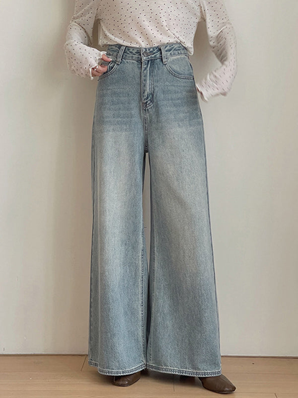 Jean ample taille haute, à poches
