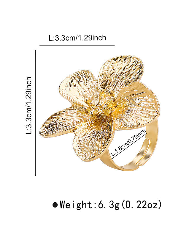 Parure collier et bague en forme de fleur