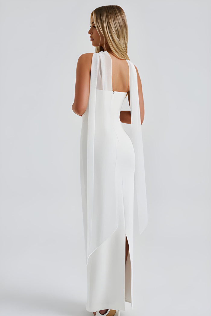 Deborah - Robe maxi bandage sans bretelles avec drapé en chiffon