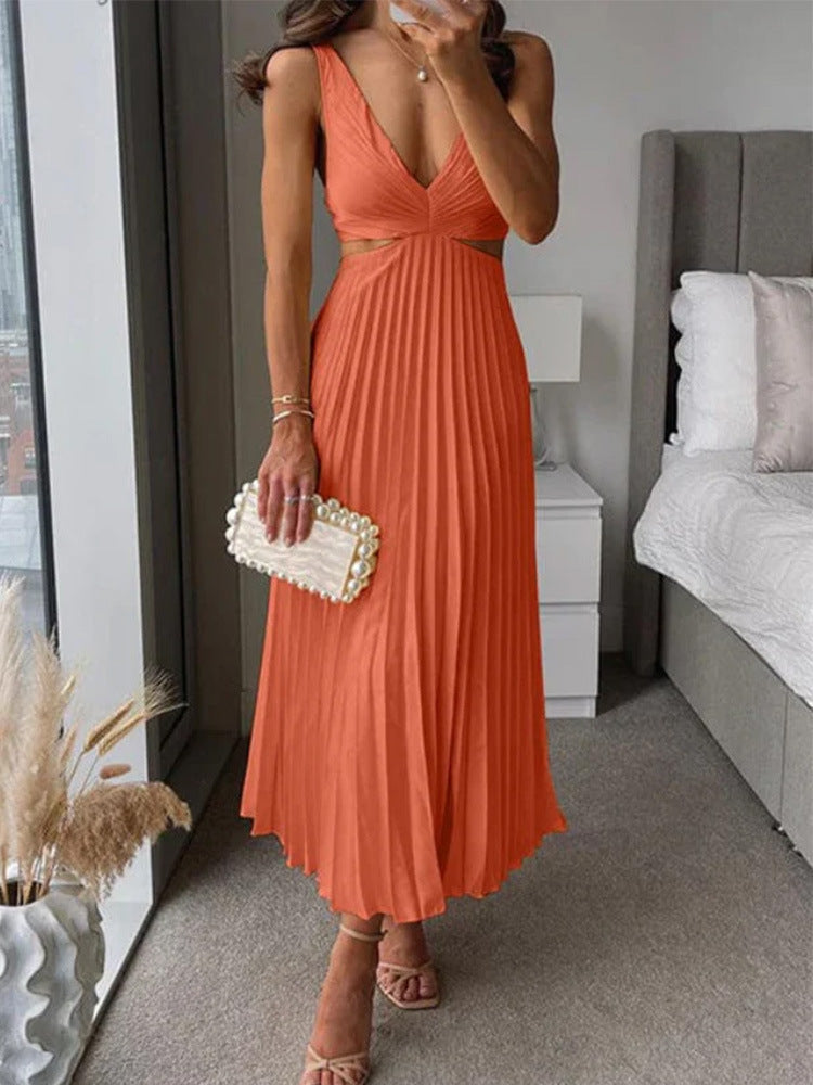 Julieta - Robe maxi plissée avec décolleté