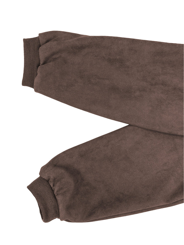 Veste courte à fermeture éclair, à taille élastique, à manches longues, à col rond, couleur unie