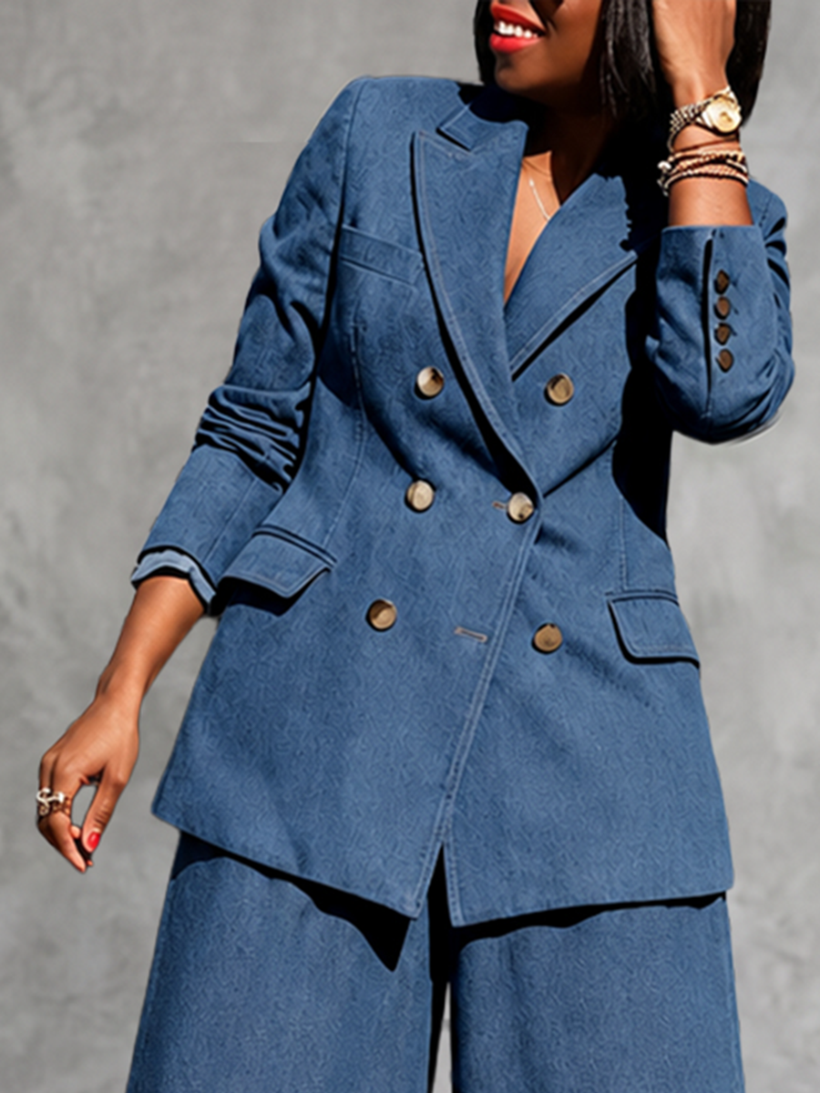 Veste boutonnée ample à empiècements, à manches longues, à col cranté, couleur unie