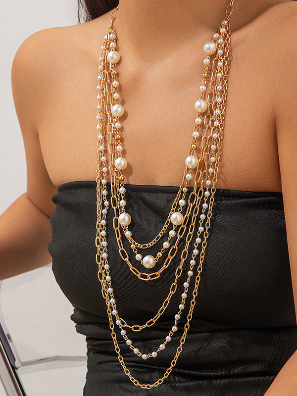 Collier géométrique superposé normcore