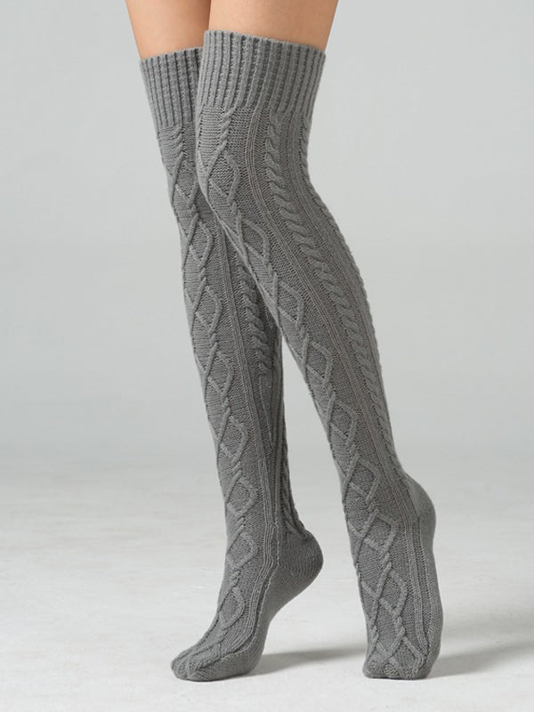 Vêtements de maison, bas jacquard de couleur unie, accessoires pour garder au chaud
