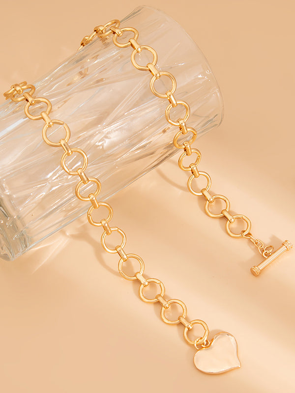Collier géométrique normcore, à chaîne, en forme de cœur