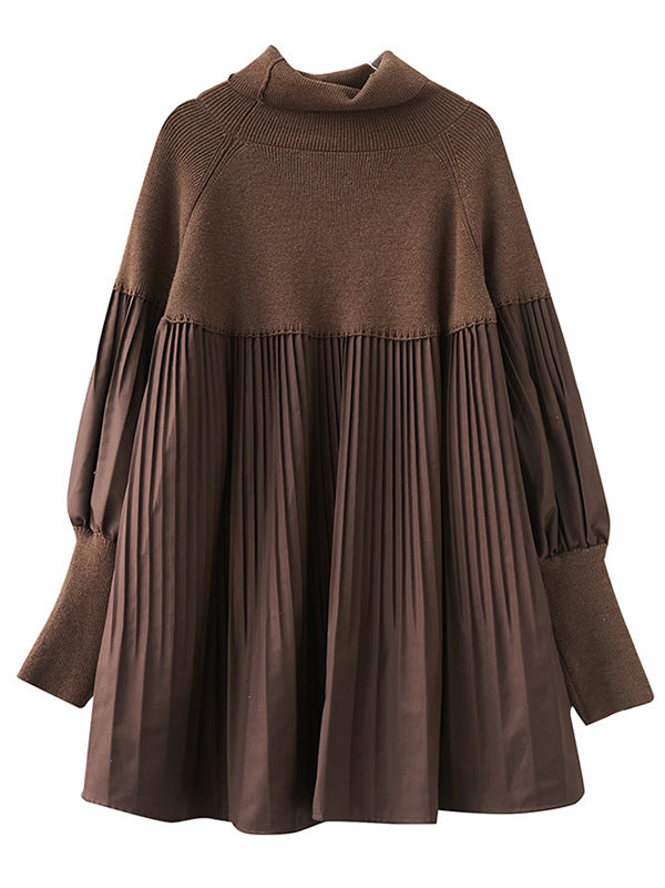 Haut pull à col montant et plis tricotés
