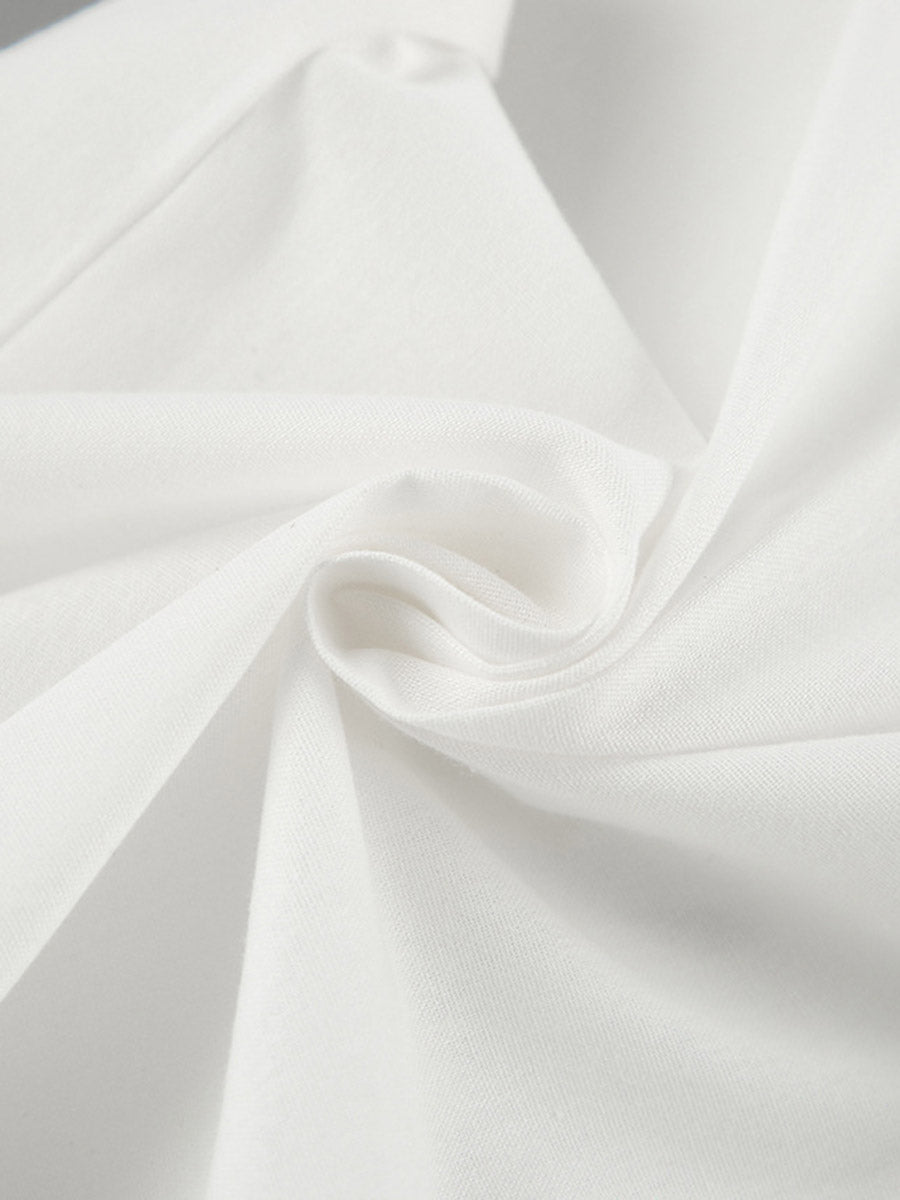 Pantalon plissé à taille élastique, taille haute, à empiècements, couleur unie